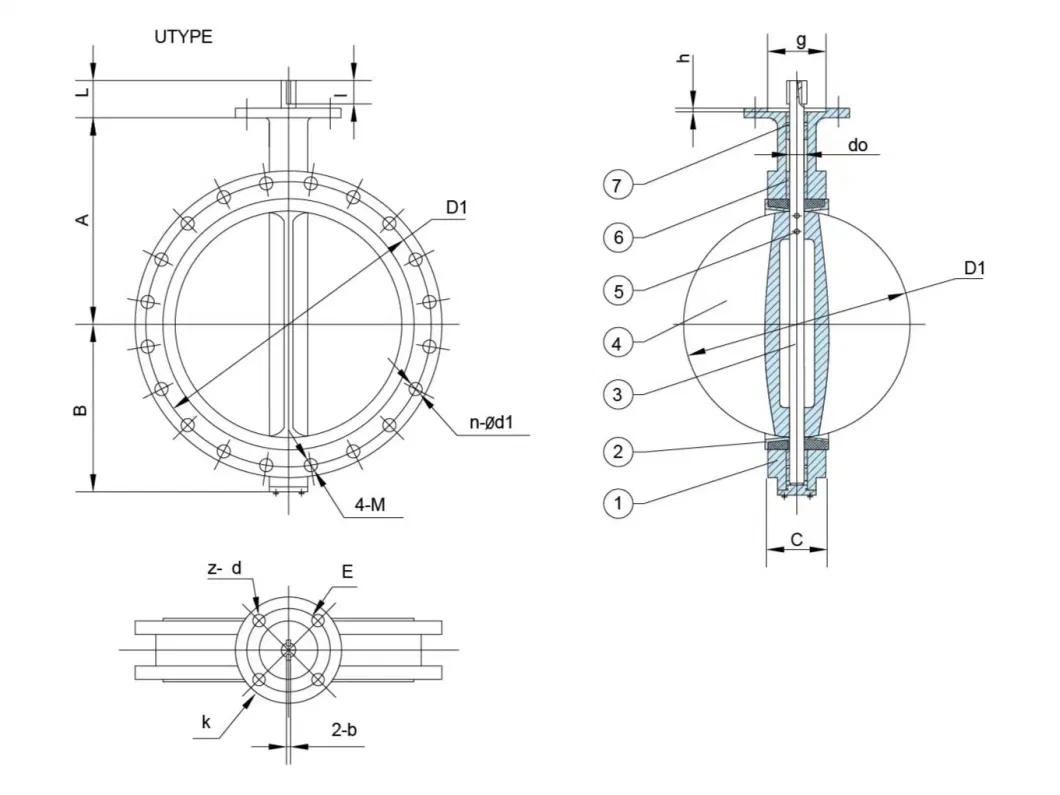 Double Flanged U Section Worm Gear Butterfly Valve Wth Loose Liner Rubber Seat